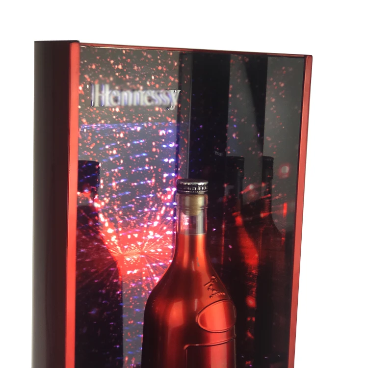 OEM/ODM Factory Shop Floor Metal Wine Bottle Rack Holder LED Acrylic Display Stand for Wine