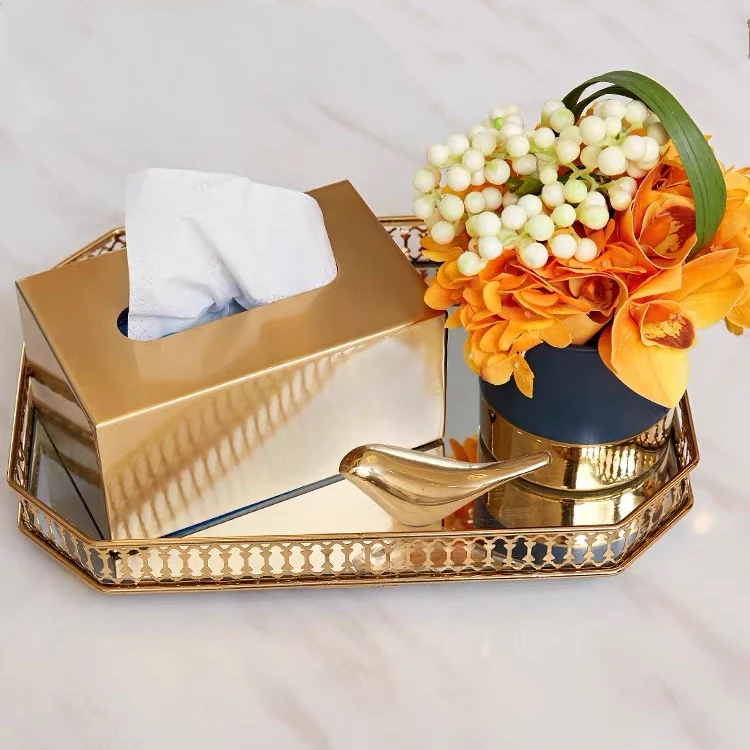 Facial Tissue Box Cover gold metal square hotel rectangle tissue box holder for home, 1 color
Facial Tissue Box Cover gold metal square hotel rectangle tissue box holder for home, 1 color