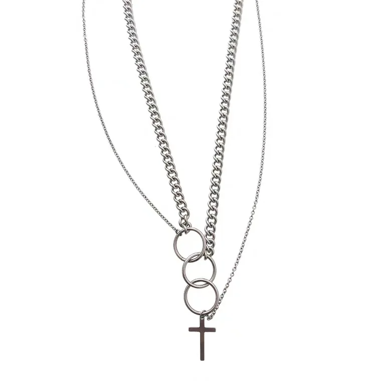 Gothic Cross Pendant Necklace Statement Long Chain Punk Multilayer Choker Necklace for Women and Men, Silver color
Gothic Cross Pendant Necklace Statement Long Chain Punk Multilayer Choker Necklace for Women and Men, Silver color