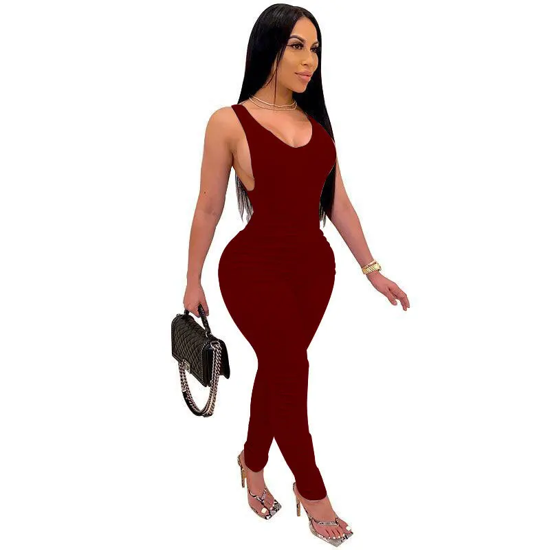 Women jumpsuit 2021 Soild Color Tights Sleeveless Deep V One Piece Bodycon Bodysuit Stacked Pants Women Outfits, Picture shows
Women jumpsuit 2021 Soild Color Tights Sleeveless Deep V One Piece Bodycon Bodysuit Stacked Pants Women Outfits, Picture shows