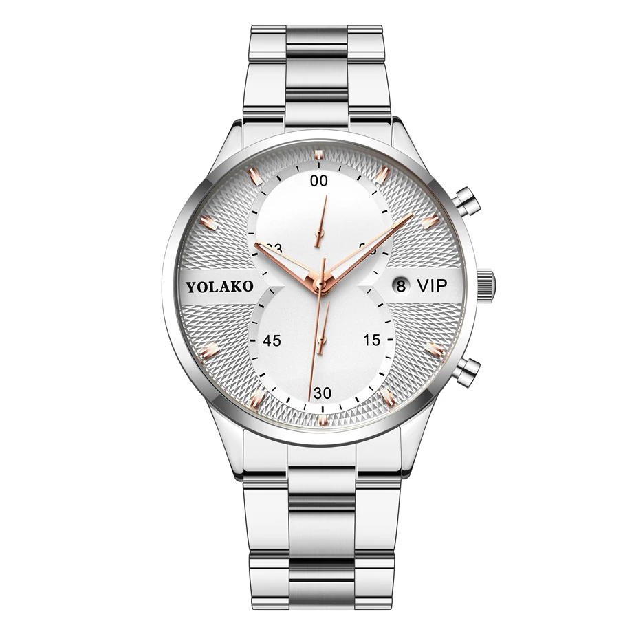 YOLOKO brand steel textured pattern calendar display alloy case men's business watch, As picture
YOLOKO brand steel textured pattern calendar display alloy case men's business watch, As picture