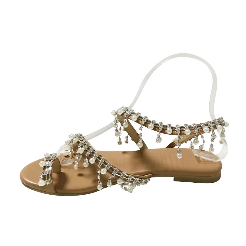 Summer Plus Size Roman Pearl Sandals Handmade Beaded Flat Sandals Women, As shown in figure
Summer Plus Size Roman Pearl Sandals Handmade Beaded Flat Sandals Women, As shown in figure