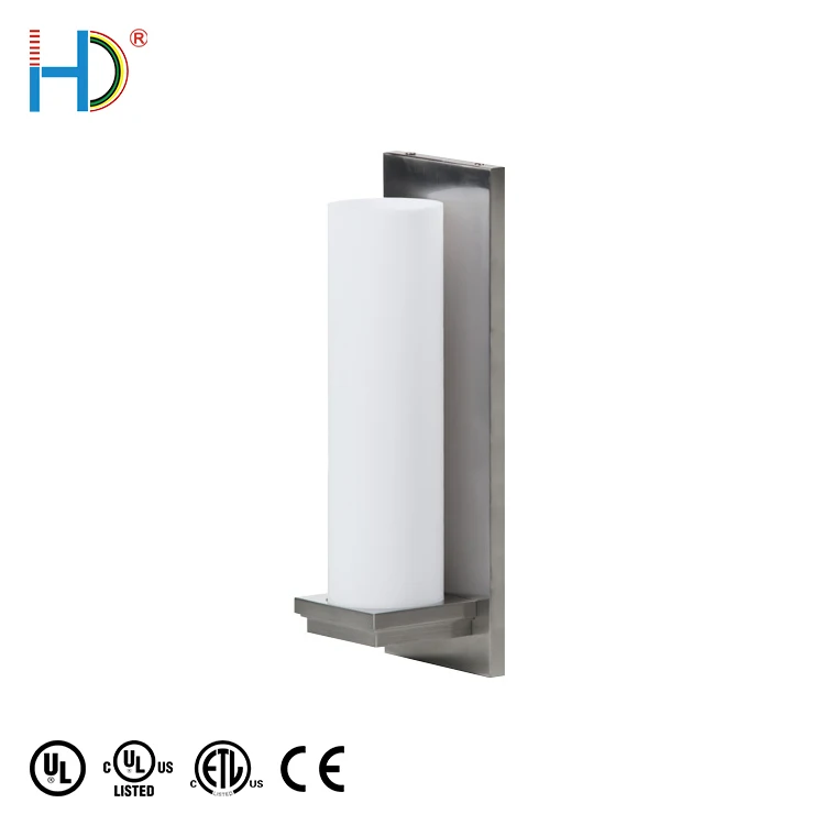 Indoor Frosted White Acrylic Shade Brushed Nickel Hotel Housing Wall Light