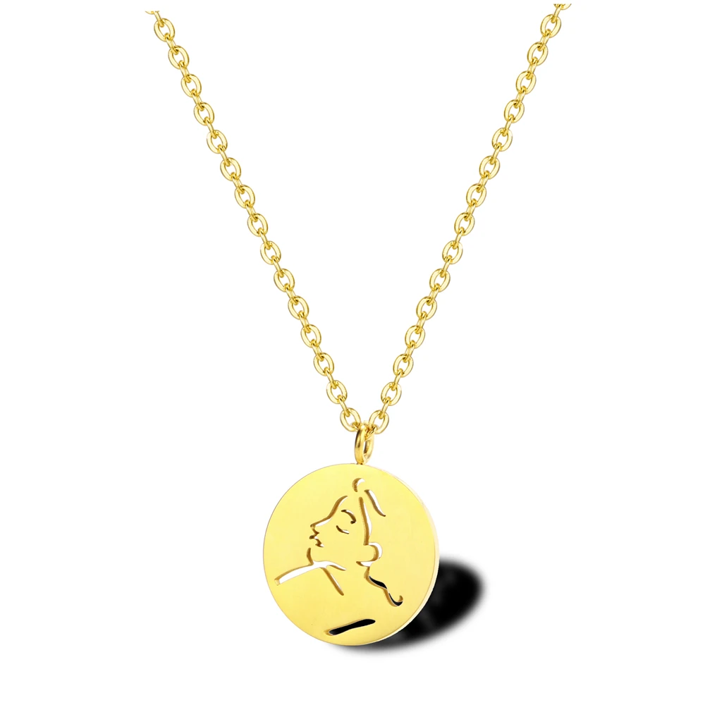 Stainless Steel Simple Abstract Hollow Female Makeup Portrait Gold Coin Round face Necklace women, Yellow /white
Stainless Steel Simple Abstract Hollow Female Makeup Portrait Gold Coin Round face Necklace women, Yellow /white