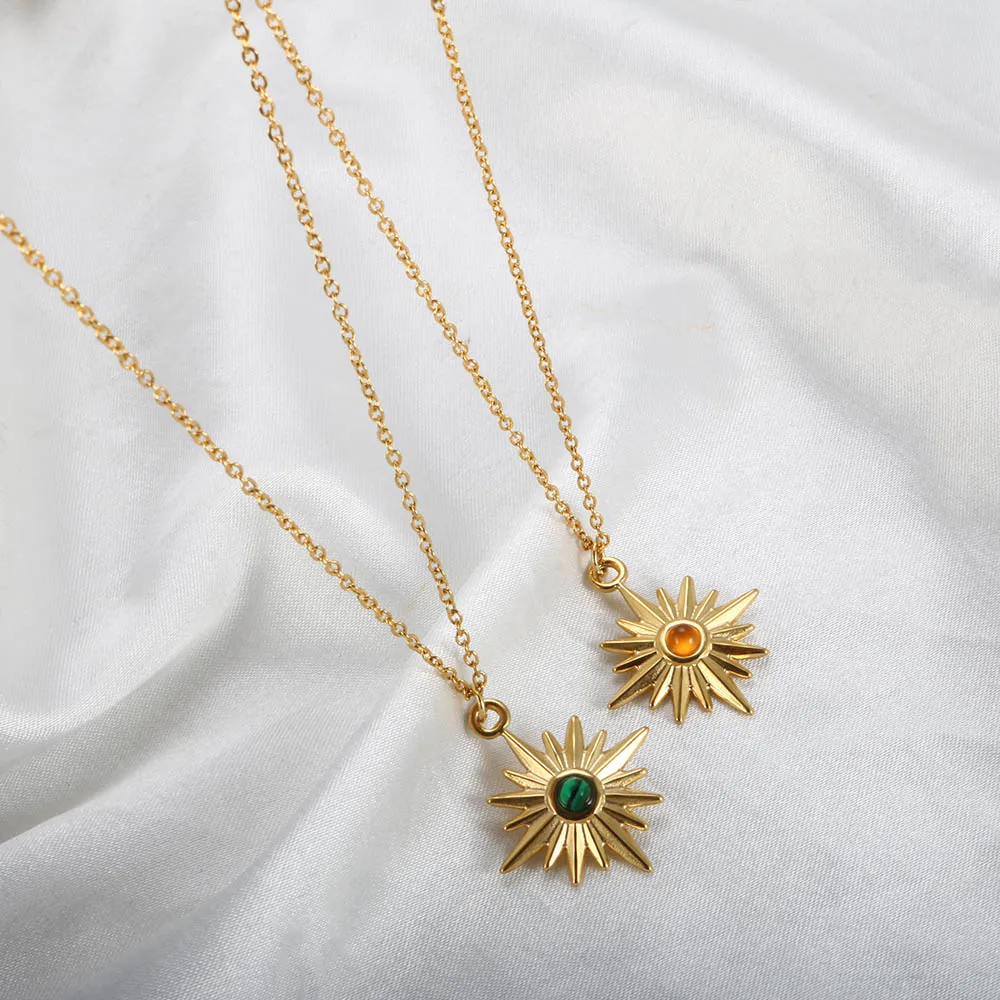 New Trendy 18k Gold Plated Stainless Steel Waterproof Jewelry Geometric Charm Cubic Zircon Starburst Pendant Necklace For Women
New Trendy 18k Gold Plated Stainless Steel Waterproof Jewelry Geometric Charm Cubic Zircon Starburst Pendant Necklace For Women