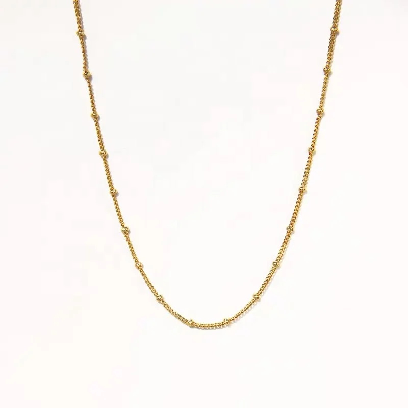 Dainty Fashionable 18k Gold Plated Jewelry Stainless Steel 2mm Ball Bead Gold Chain Necklace for Women, Gold color
Dainty Fashionable 18k Gold Plated Jewelry Stainless Steel 2mm Ball Bead Gold Chain Necklace for Women, Gold color