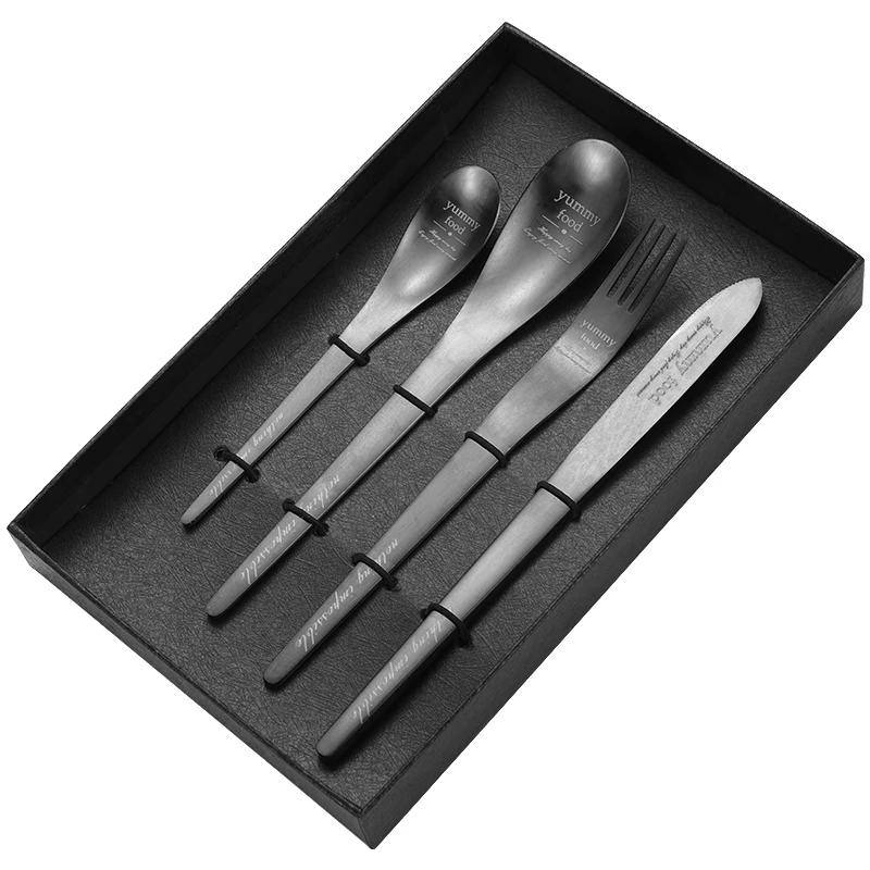 4Pcs Spoon Fork Knife Flatware Set Stainless Steel 18/10 Luxury Black Gold customized Cutlery with Case, Black,silver, gold
4Pcs Spoon Fork Knife Flatware Set Stainless Steel 18/10 Luxury Black Gold customized Cutlery with Case, Black,silver, gold