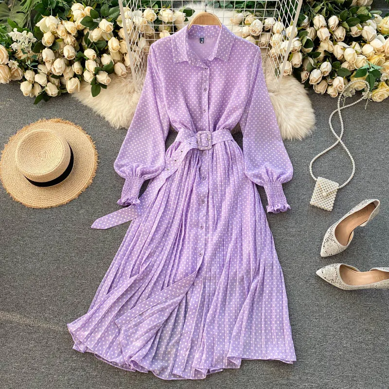 Korean 2021 Chic Match All Dot Print Slim Waist Pleated Dress chiffon dress woman Women Long Sleeve Dresses Clothing, Grey
Korean 2021 Chic Match All Dot Print Slim Waist Pleated Dress chiffon dress woman Women Long Sleeve Dresses Clothing, Grey