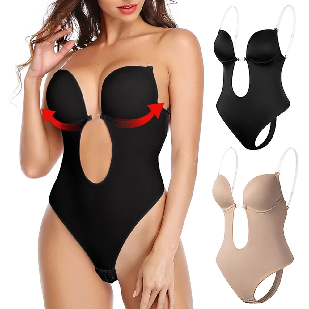 Plus Size Women Bodysuit Shapewear Deep V-Neck Push Up Body Shaper Backless U Plunge Thong Corset with Bras Padded
Plus Size Women Bodysuit Shapewear Deep V-Neck Push Up Body Shaper Backless U Plunge Thong Corset with Bras Padded