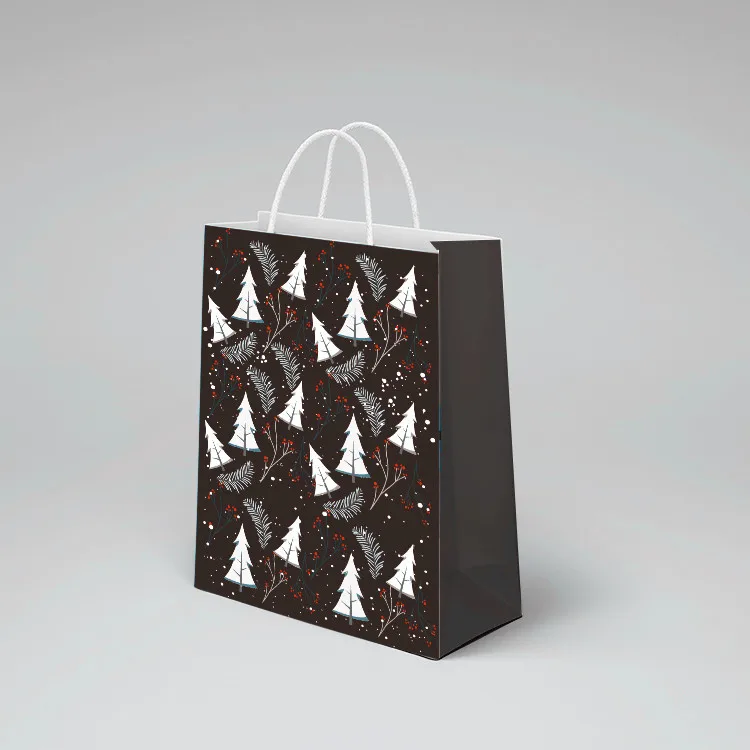 product-2020 new product dark black custom printed on glossy paper small black paper bag gift bags w-2