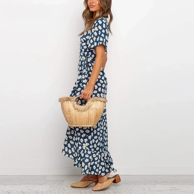 Women Boho Floral Print Maxi Dresses 2021 V Neck Long Split Beach Wrap Dress Ruffles Short Sleeve Summer Sundress Robes
Women Boho Floral Print Maxi Dresses 2021 V Neck Long Split Beach Wrap Dress Ruffles Short Sleeve Summer Sundress Robes