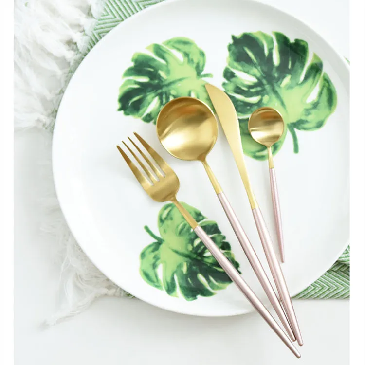 304 Stainless Steel White Gold Flatware Two Tone Modern Cutlery Set for Wedding, Purple/blakc/pink/green/blue/white
304 Stainless Steel White Gold Flatware Two Tone Modern Cutlery Set for Wedding, Purple/blakc/pink/green/blue/white