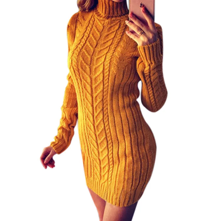 Casual Turtle Neck Knitting Pattern Women Sweater Dress, Yellow.black,red,white,blue,purple
Casual Turtle Neck Knitting Pattern Women Sweater Dress, Yellow.black,red,white,blue,purple