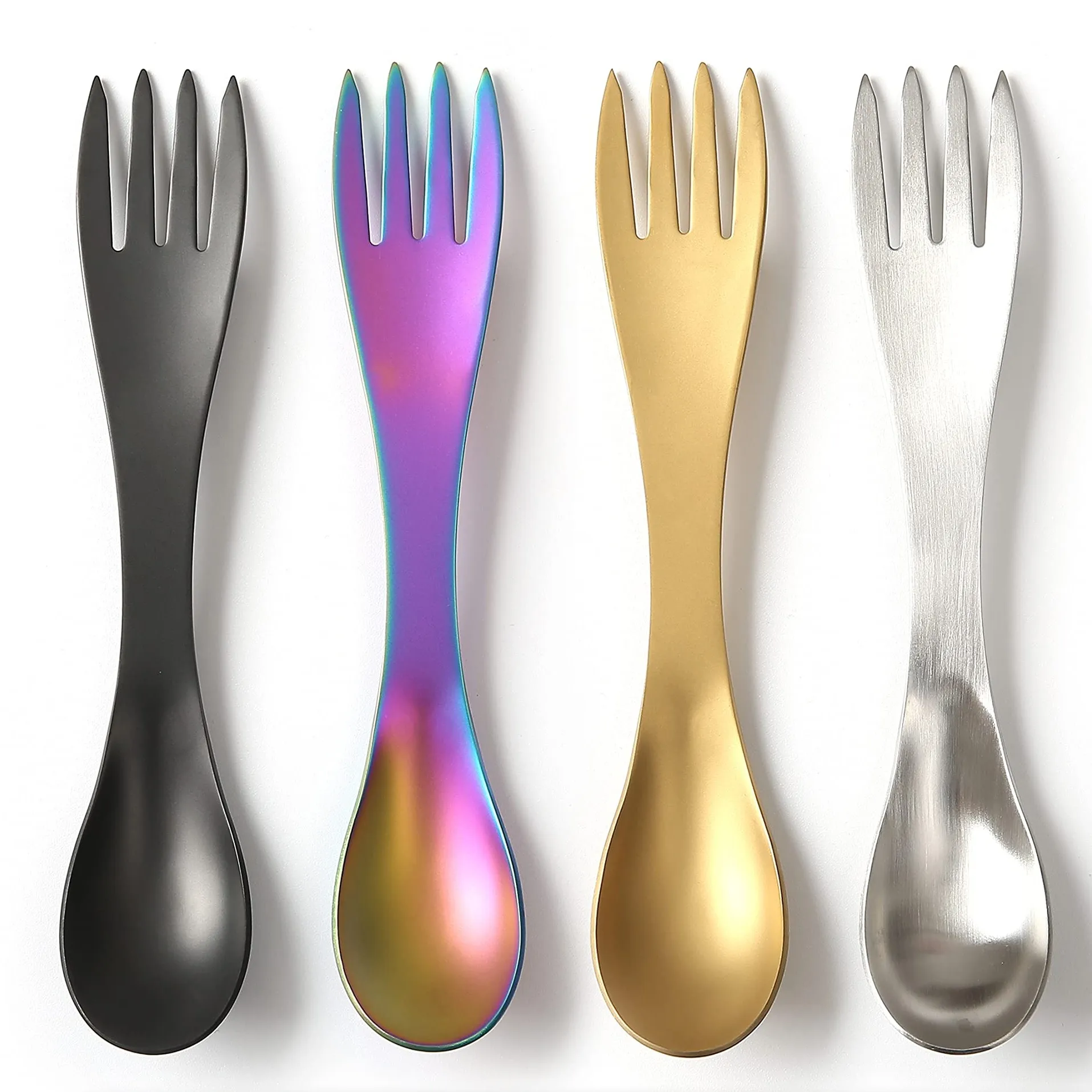 Camping Hiking Picnic Spork 2 in 1 Stainless Steel Fork and Spoon Combination Reusable Spork, Silver/gold/rose gold/rainbow/black/blue/purple
Camping Hiking Picnic Spork 2 in 1 Stainless Steel Fork and Spoon Combination Reusable Spork, Silver/gold/rose gold/rainbow/black/blue/purple