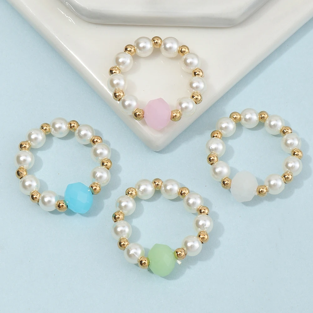 4 Piece/Set Cute Pearl Rings Resin Elastic Ring Cartoon Smart Single Stone Ring Jewelry For Girls 
4 Piece/Set Cute Pearl Rings Resin Elastic Ring Cartoon Smart Single Stone Ring Jewelry For Girls