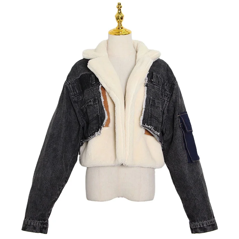 New Winter Fur Coats For Woman Trendy Chiffon Street Cotton Coat Blue Jean Jacket With Fur Patchwork Denim Faux Fur Coat Jacket, 4 colors
New Winter Fur Coats For Woman Trendy Chiffon Street Cotton Coat Blue Jean Jacket With Fur Patchwork Denim Faux Fur Coat Jacket, 4 colors