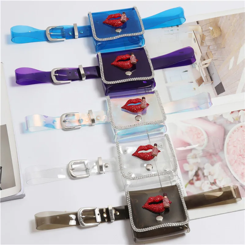Rhinestone Waist Packs PVC Women Fanny Packs Lips Holographic Waist Belt Bag, Black/blue/purple/transparent/multicolour
Rhinestone Waist Packs PVC Women Fanny Packs Lips Holographic Waist Belt Bag, Black/blue/purple/transparent/multicolour