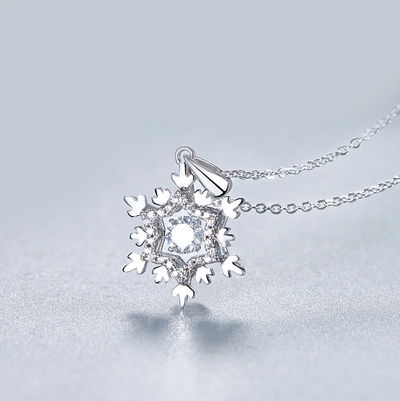 

Abiding 5mm Snowflake Pendant Dancing Stone Moissanite Diamond Twinkle 925 Sterling Silver Jewelry Necklace Women Wedding