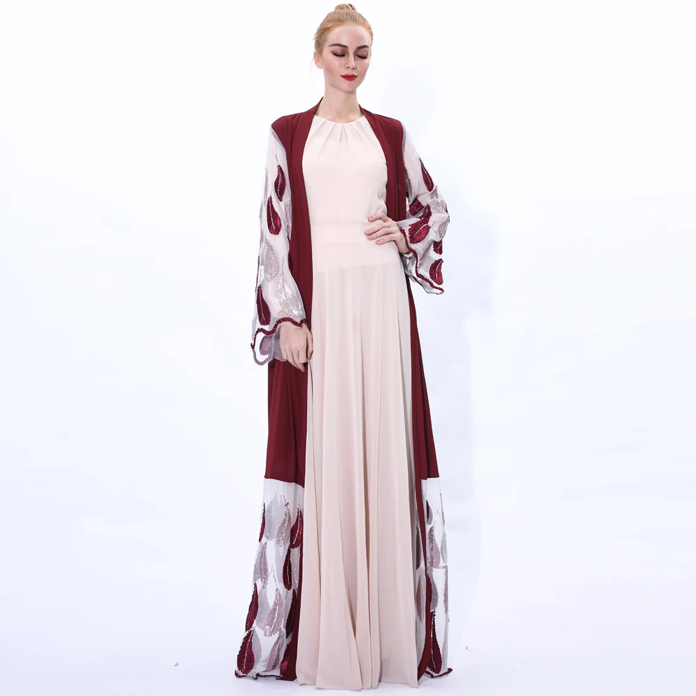 dropshipping 2021 smmer fashion leaf embroidered muslim women dress, Custom colors 
dropshipping 2021 smmer fashion leaf embroidered muslim women dress, Custom colors