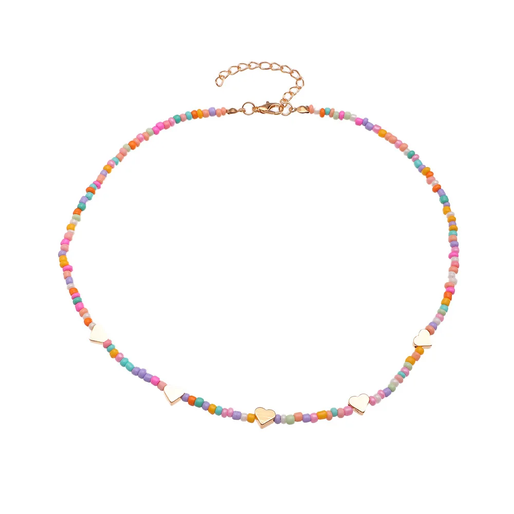 Bohemia Handmade Colorful Bead Golden Heart Choker Necklace Jewelry for Women Girls Summer Beach Wholesale, Multi color
Bohemia Handmade Colorful Bead Golden Heart Choker Necklace Jewelry for Women Girls Summer Beach Wholesale, Multi color