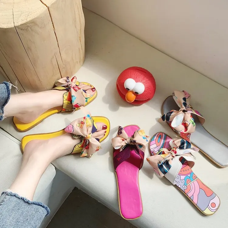 Ribbon New Floral Ladies Butterfly-knot Women Slippers womens sandals lady shoes summer flats womens sandals flat casual bling, Customized color 
Ribbon New Floral Ladies Butterfly-knot Women Slippers womens sandals lady shoes summer flats womens sandals flat casual bling, Customized color