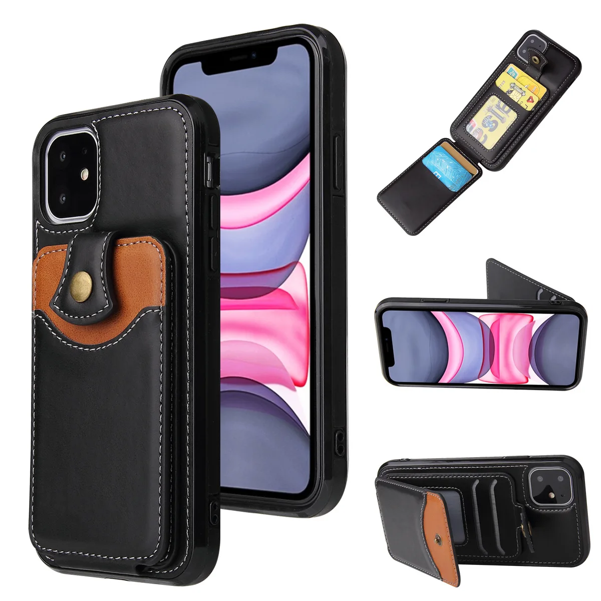 Luxury Leather Cards Case For Iphone 13 12 Mini 11 Pro X XS Max XR SE 2020 7 8 6S Plus Wallet Card Holder Phone Back Cover Bags, 5 colors
Luxury Leather Cards Case For Iphone 13 12 Mini 11 Pro X XS Max XR SE 2020 7 8 6S Plus Wallet Card Holder Phone Back Cover Bags, 5 colors