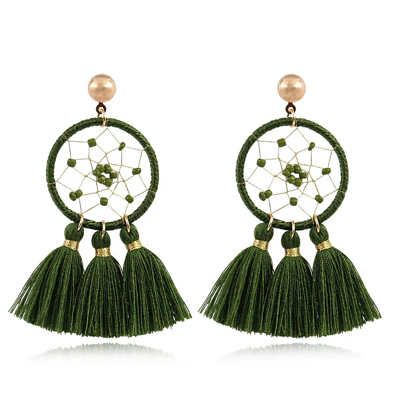 

Bohemia Statement Tassel Gold Color Round Drop Earrings for Women Wedding Long Fringed Jewelry Gift Jewelry