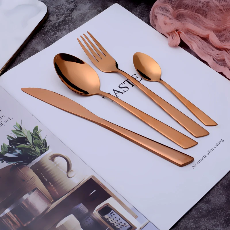 Jieyang Hardware Manufacture 16PCS 24PCS Jogo De Talheres Cubiertos Bulk Copper Flatware Set Tableware Cutlery in Copper Color
Jieyang Hardware Manufacture 16PCS 24PCS Jogo De Talheres Cubiertos Bulk Copper Flatware Set Tableware Cutlery in Copper Color