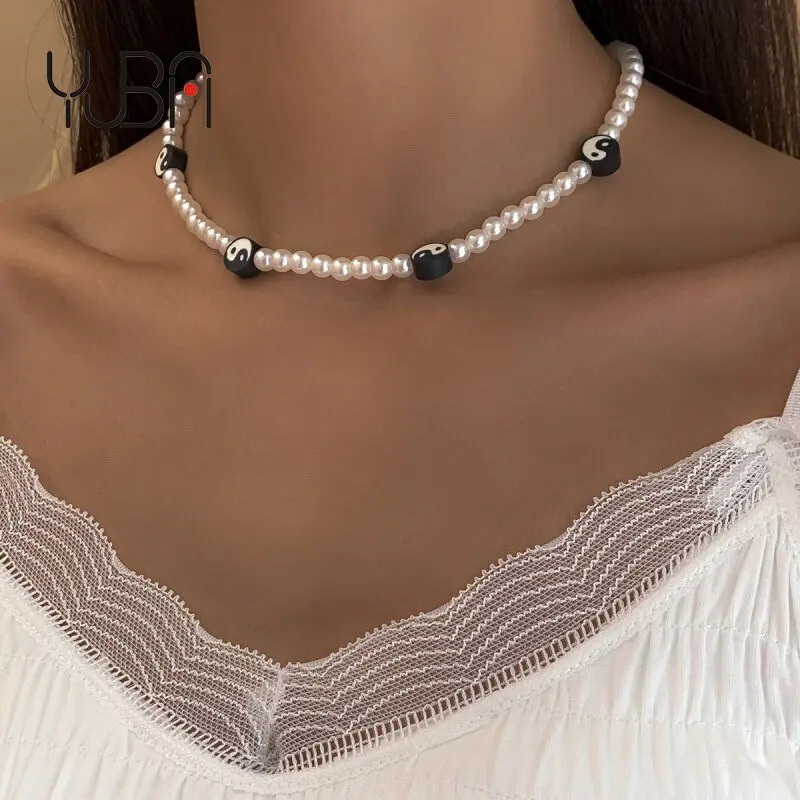 Vintage Imitation Pearl Beaded Necklace Black White Yinyang Taichi Taoism Taiji Bagua Amulet Polymer Clay Choker Necklace, Picture
Vintage Imitation Pearl Beaded Necklace Black White Yinyang Taichi Taoism Taiji Bagua Amulet Polymer Clay Choker Necklace, Picture