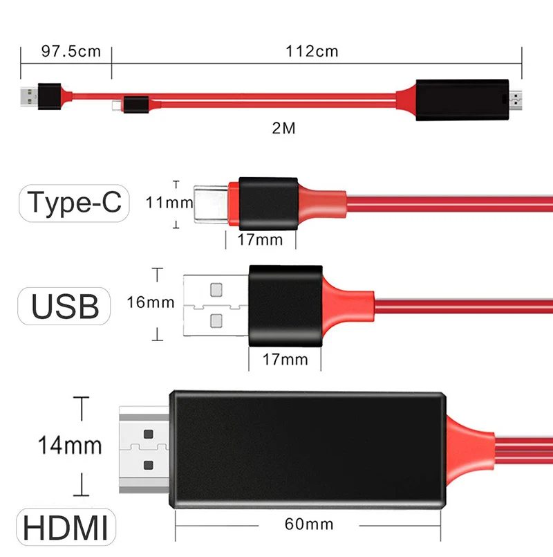 USB-C to HDMI Cable Type C to HDMI Adapter for MacBook Samsung Galaxy S9/S8 Huawei Mate 10 Pro P20 USB-C HDMI Adapter - ANKUX.COM
