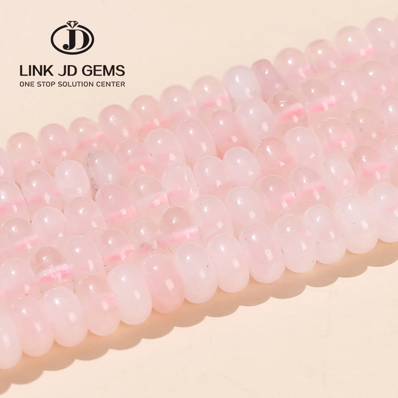 

JD Wholesale Crystal Gemstone Loose Energy Healing Spacer Beads 8*4-5mm Natural Pink Quartz Abacus Beads for Jewelry Making
