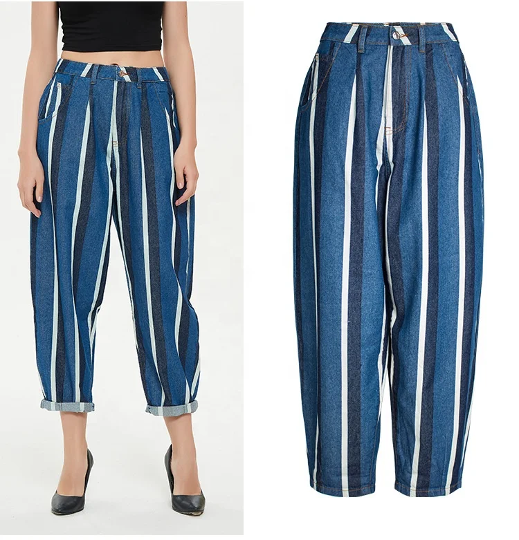 Women's Harlem Pants of 2021 Fashion High Waist Street Style Loose Casual Jeans Striped Pants, Dark blue
Women's Harlem Pants of 2021 Fashion High Waist Street Style Loose Casual Jeans Striped Pants, Dark blue