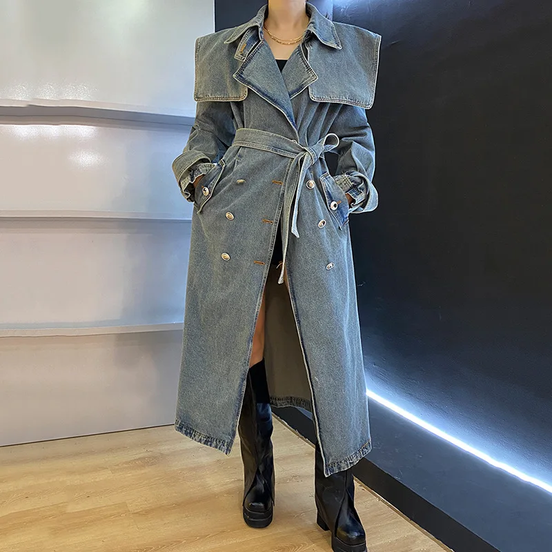 2023 Autumn Heavy Industry Long Denim Ladies Coats New Temperament Design Lace-up High Waist Lapel Coat Women's Coats
2023 Autumn Heavy Industry Long Denim Ladies Coats New Temperament Design Lace-up High Waist Lapel Coat Women's Coats