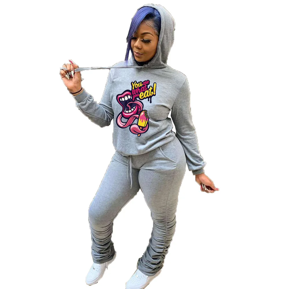 hot selling products 2021 fall winter women graphic 2 pc sets sweatpants and hoodie set
hot selling products 2021 fall winter women graphic 2 pc sets sweatpants and hoodie set