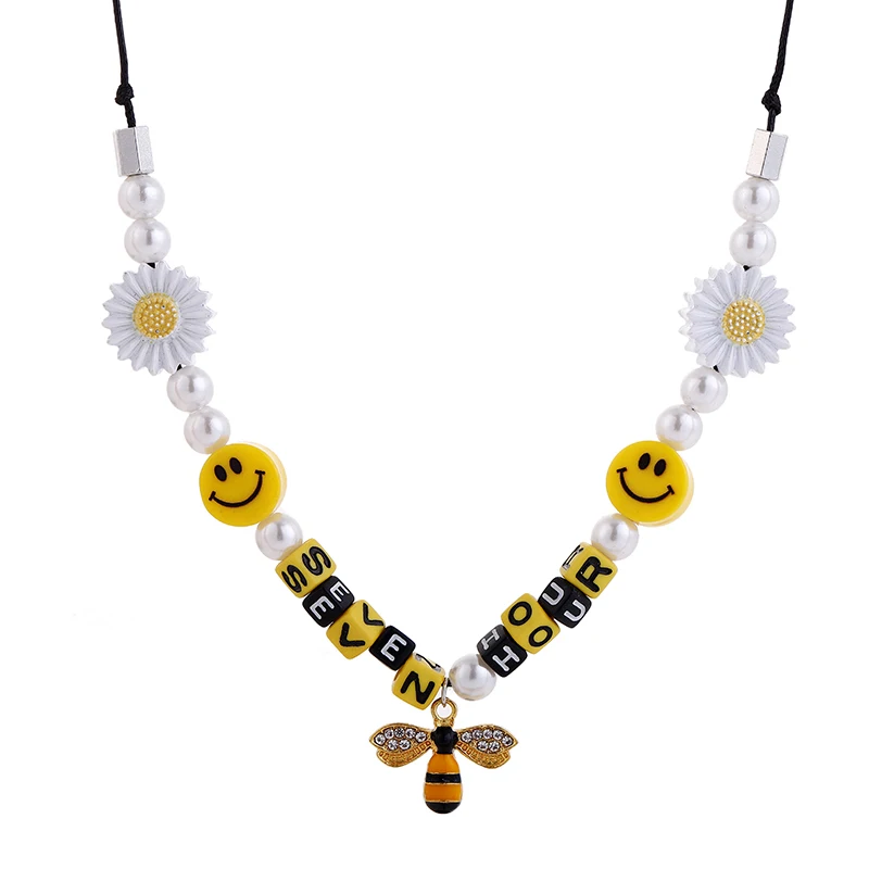Stainless Beads Bee Pendant Pearl Smile Necklace Hiphop Fashion Necklace SS003, As the pictures
Stainless Beads Bee Pendant Pearl Smile Necklace Hiphop Fashion Necklace SS003, As the pictures