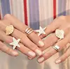 Bohemian Gold Silver Fashion starfish shell Ring Adjustable Finger Knuckle Rings for Women Summer Beach Jewelry Accessories