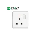 MACVY 1 gang switch and 13A square pin socket with indicator