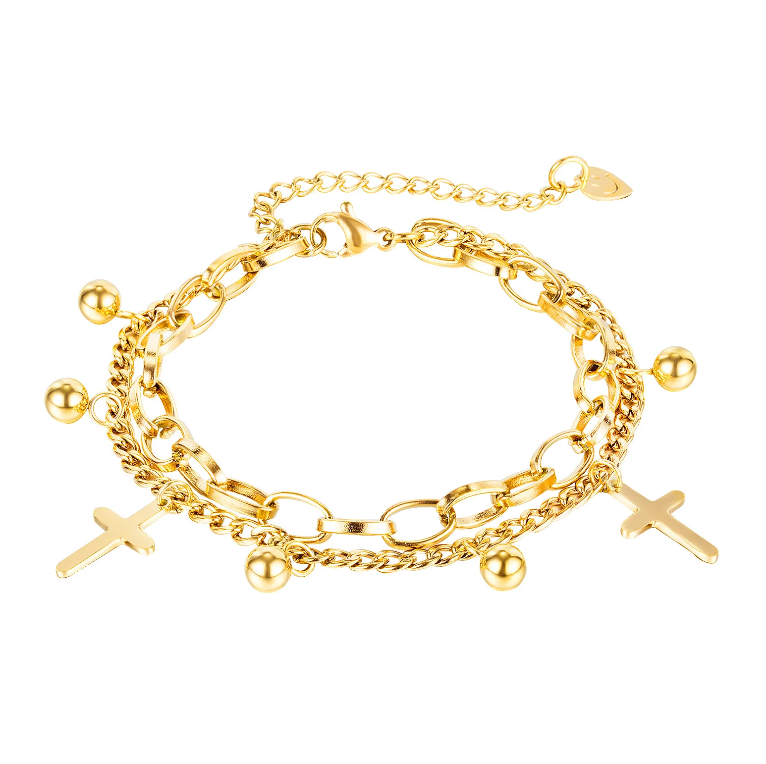 Fashion Custom Bling Bling Christian Jewelry Double Cuban Chain Link Stainless Steel Cross Pendant Bracelets For Women
Fashion Custom Bling Bling Christian Jewelry Double Cuban Chain Link Stainless Steel Cross Pendant Bracelets For Women