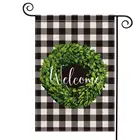 Hot Sell Double Sides Custom Printing Polyester Burlap Buffalo Plaid Garden Flag