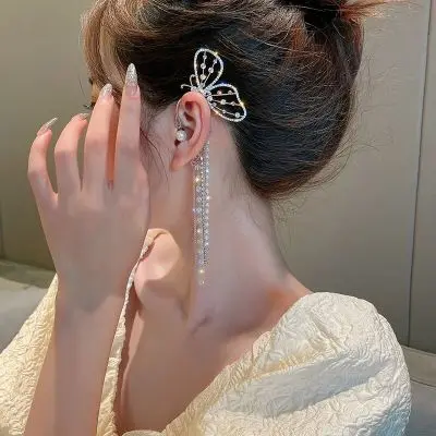 Pop ins Fairy Butterfly Tassel Ear clip Ear Hole Fashion Flash Drill Pearl Butterfly Ear Cuff Earrings for Women, Other
Pop ins Fairy Butterfly Tassel Ear clip Ear Hole Fashion Flash Drill Pearl Butterfly Ear Cuff Earrings for Women, Other