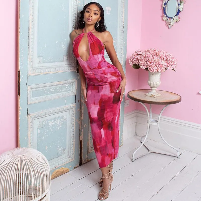 Ins Sale Halter Sexy Cut Out Front Red Print Bodycon Maxi Dresses Elegant for Women 2022 Summer Vacation Beach Slim Fitted Dress
Ins Sale Halter Sexy Cut Out Front Red Print Bodycon Maxi Dresses Elegant for Women 2022 Summer Vacation Beach Slim Fitted Dress