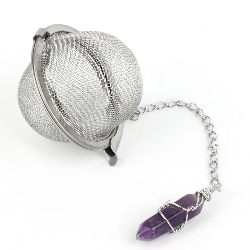 Stainless Steel Wire Mesh Tea Strainer Tea Infuser with amethyst point pendants, Green
Stainless Steel Wire Mesh Tea Strainer Tea Infuser with amethyst point pendants, Green