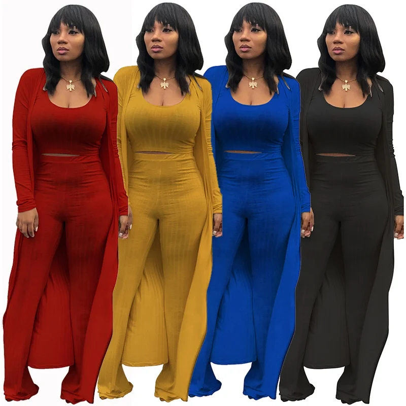 YD New design fashion lady ribbed long 3 piece pant set with cardigan sexy outfits fall 2021 women clothes
YD New design fashion lady ribbed long 3 piece pant set with cardigan sexy outfits fall 2021 women clothes