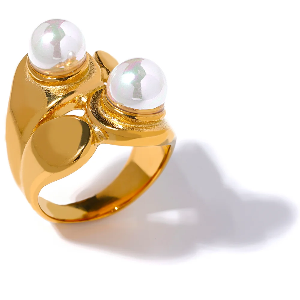 JINYOU 1039 New Unique Design Shell Pearl Geometric Stainless Steel Golden Cast Ring Women Charm Personalized Texture Jewelry
JINYOU 1039 New Unique Design Shell Pearl Geometric Stainless Steel Golden Cast Ring Women Charm Personalized Texture Jewelry
