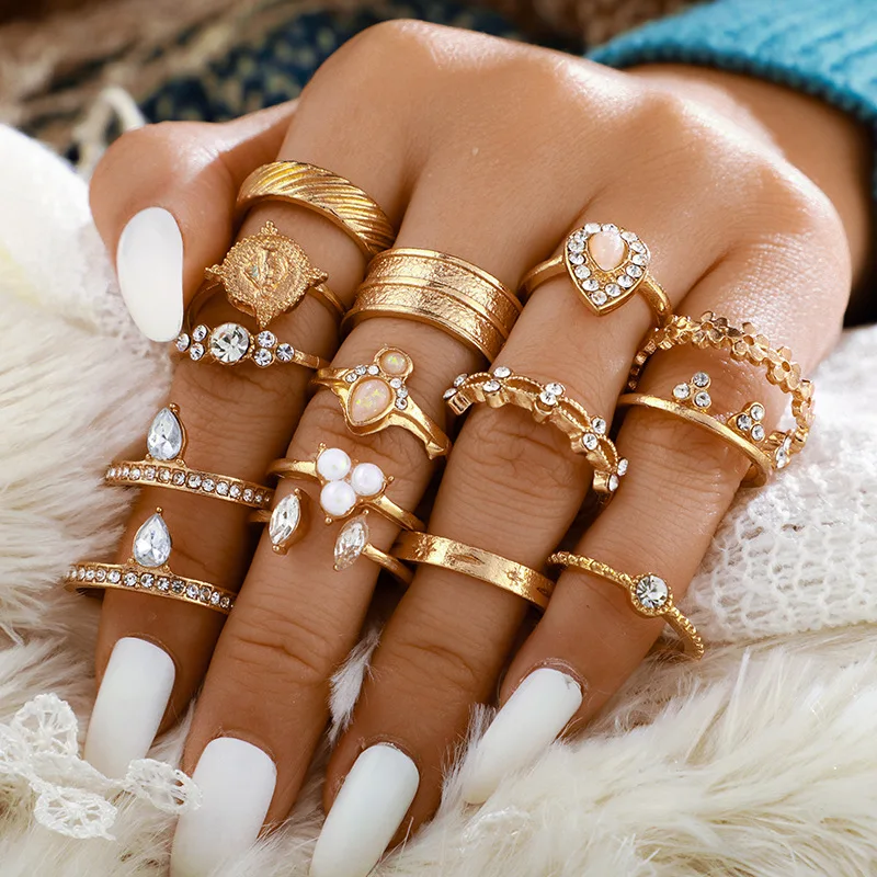 15 Pcs/Set Vintage Midi Finger Charm Rings Jewelry Fashion Gold Jewelry Knuckle Rings Set For Women, White
15 Pcs/Set Vintage Midi Finger Charm Rings Jewelry Fashion Gold Jewelry Knuckle Rings Set For Women, White