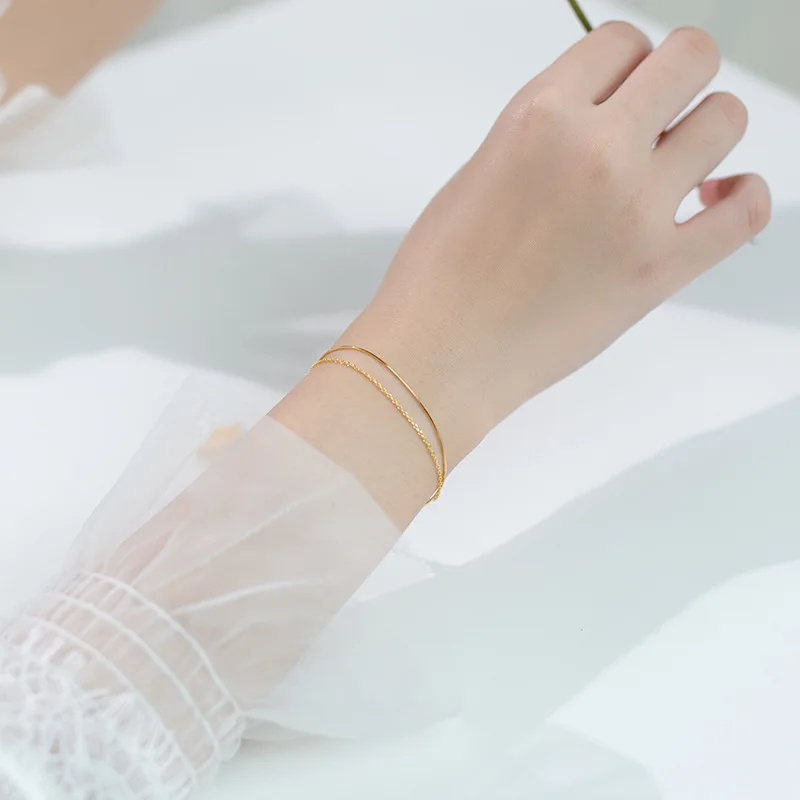 Korean Trendy Design Sterling Silver Double Layer Link Chain Bracelet Temperament Silver Snake Bone Chain Bracelet For Women
Korean Trendy Design Sterling Silver Double Layer Link Chain Bracelet Temperament Silver Snake Bone Chain Bracelet For Women