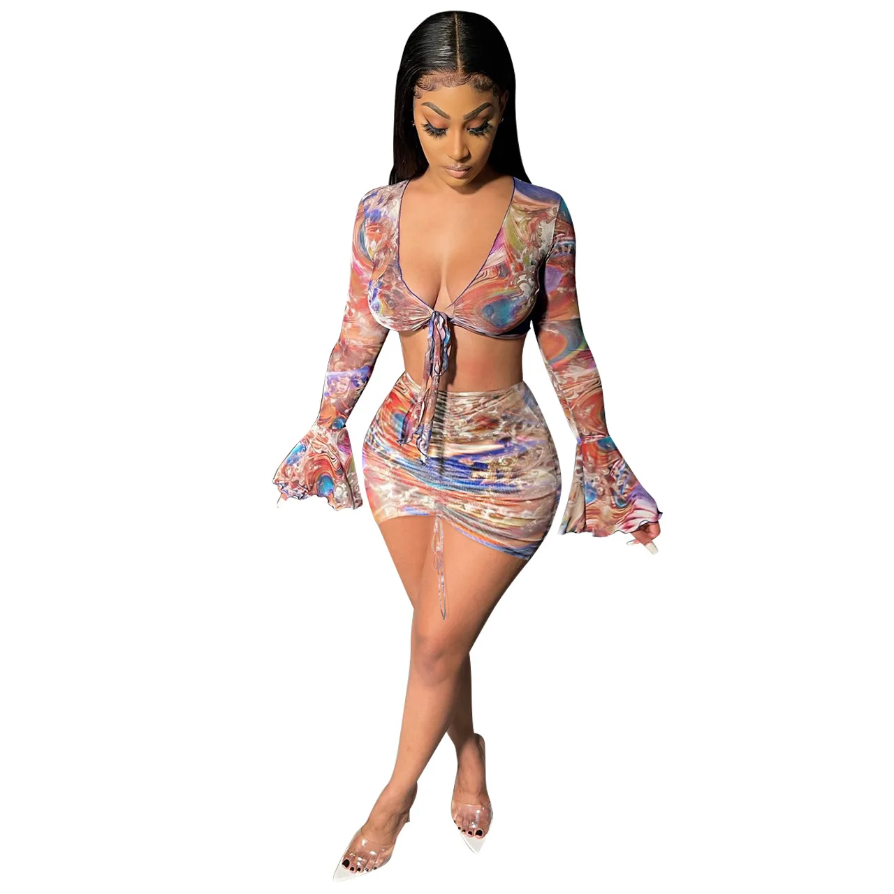 2021 Hot Selling Woven Tie Dye Print Full Sleeve 2 pieces skirt fitted bodycon set beach wear women swimsuit, 5 color can choose
2021 Hot Selling Woven Tie Dye Print Full Sleeve 2 pieces skirt fitted bodycon set beach wear women swimsuit, 5 color can choose