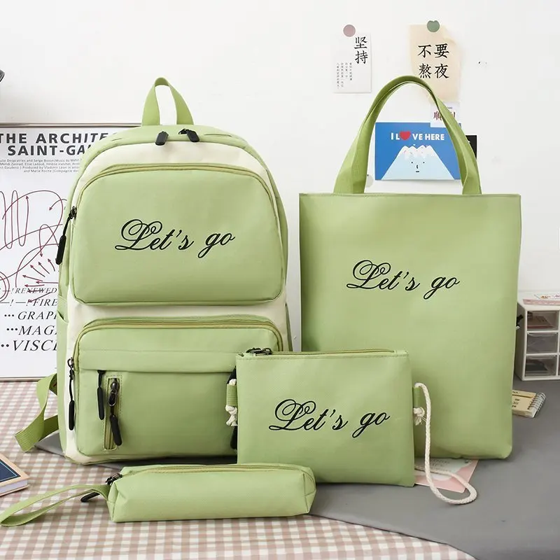 Japanese and Korean version of outdoor leisure canvas four-piece school bag for middle school students 
Japanese and Korean version of outdoor leisure canvas four-piece school bag for middle school students