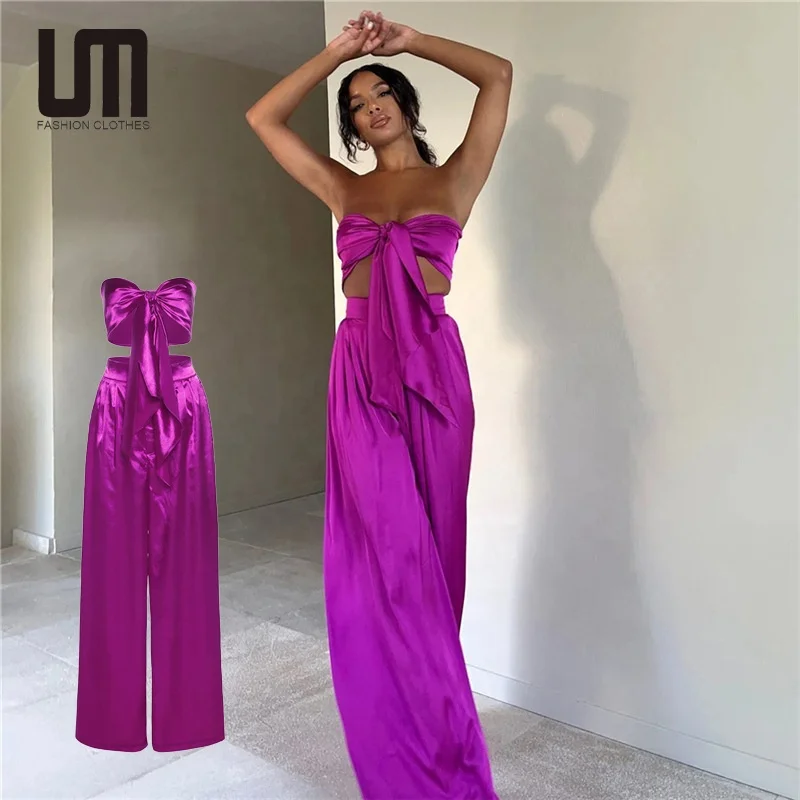 Liu Ming Summer Two Piece Women Sexy Wrapped Chest Bandage Tank Tops And High Waist Wide Leg Pants Set Loose Outfit, Customized color
Liu Ming Summer Two Piece Women Sexy Wrapped Chest Bandage Tank Tops And High Waist Wide Leg Pants Set Loose Outfit, Customized color