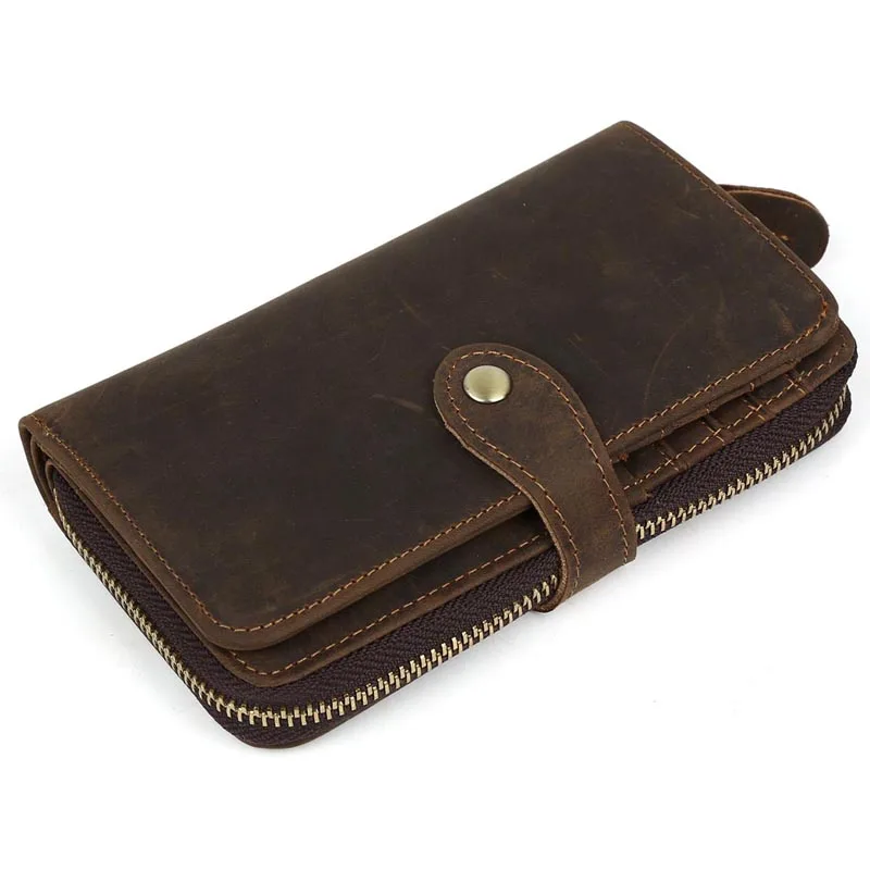 TIDING Handmade Genuine Leather Brown long Wallets Crazy Horse Leather Zipper Clutch Travel Wallet for men
TIDING Handmade Genuine Leather Brown long Wallets Crazy Horse Leather Zipper Clutch Travel Wallet for men